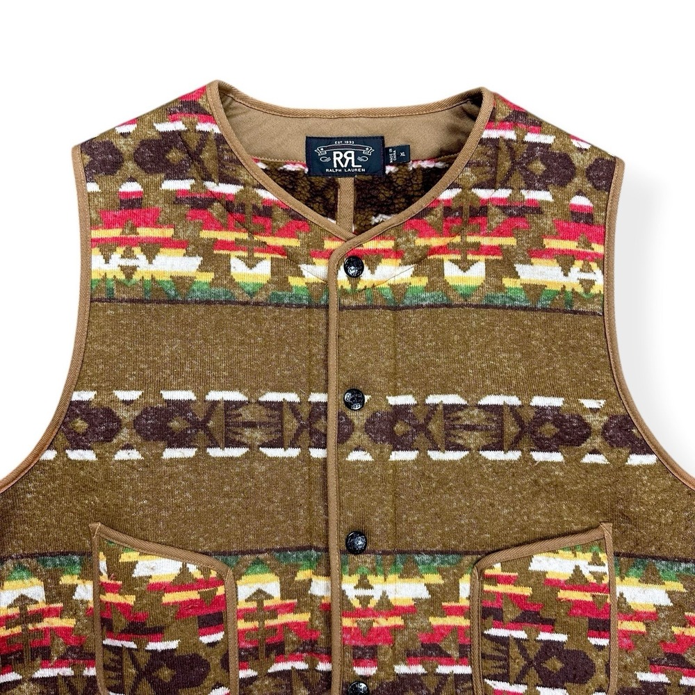 RRL Polo Ralph Lauren Native Beacon Pile Vest Fleece Lined‎ Southwest Men's XL * - Picture 4 of 16